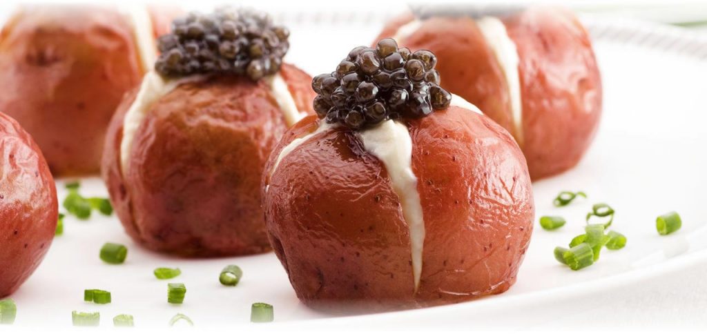 Baby Red Potatoes with Black Caviar recipe