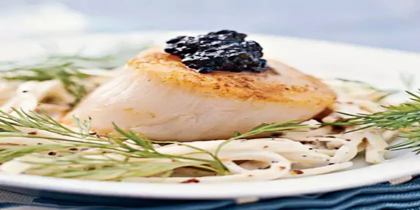 Celery Root Remoulade with Scallops and Caviar