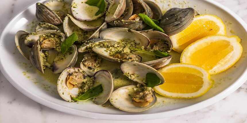 Clams with Lemon Cream and Sevruga Caviar Recipe