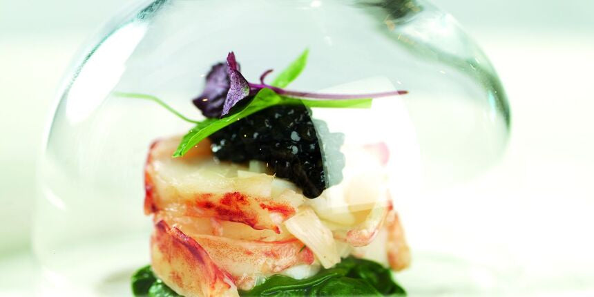 Poached Lobster Surprise with Lobster Macaroni and Osetra Caviar Recipe