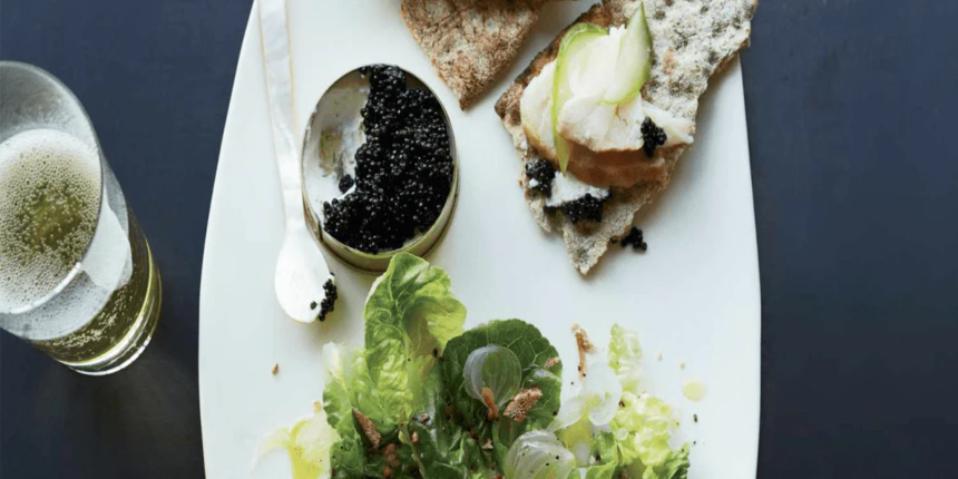 Smoked Sturgeon with Caviar and Everything Bagel Crumbs