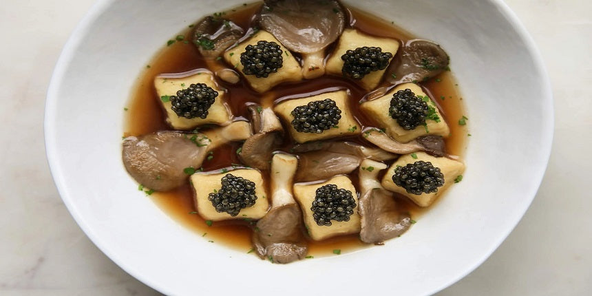Gnocchi, Wild Mushrooms and Caviar in Parmesan Brodo